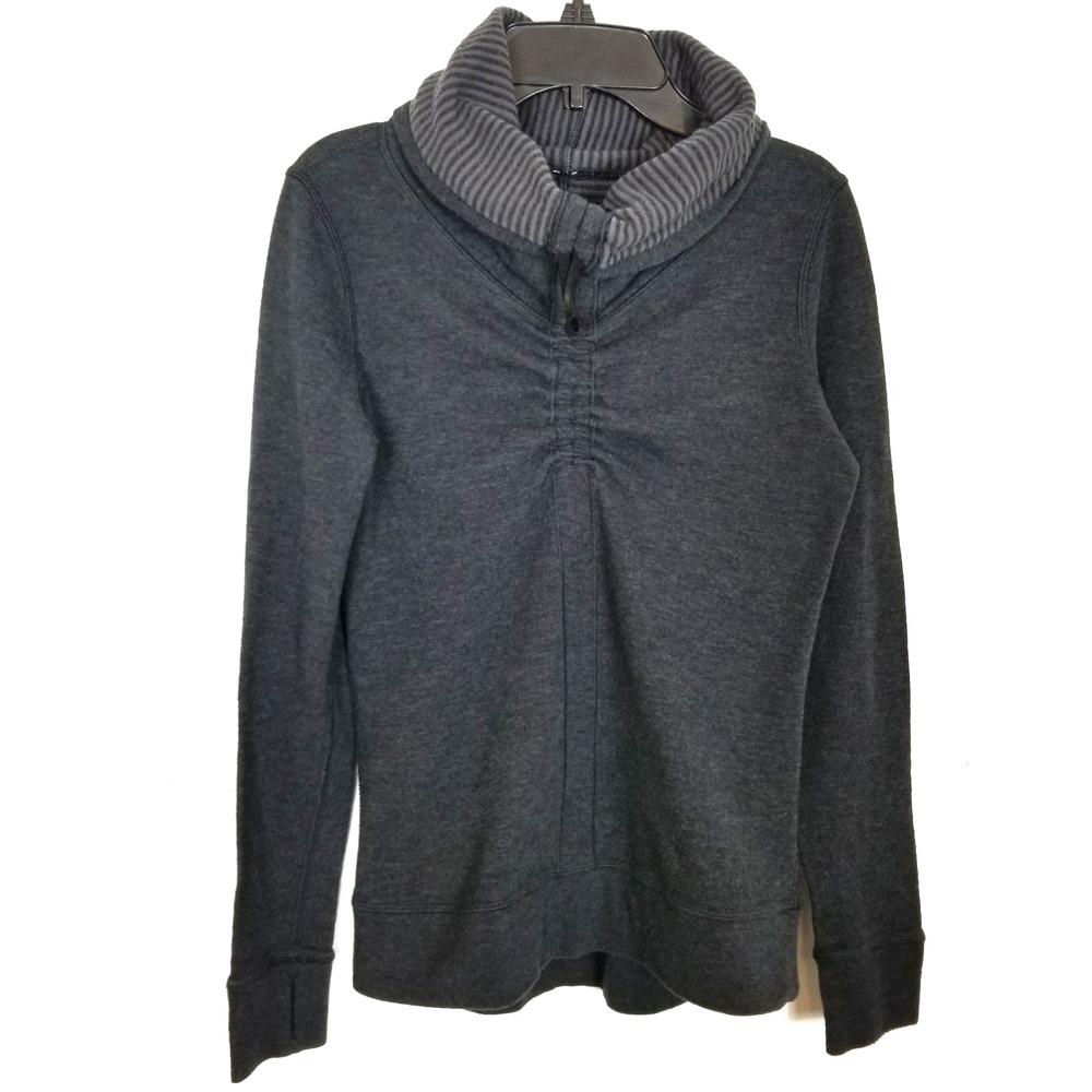 Lululemon In A Cinch Reversible Sweater Sweatshirt Sz 4 Striped Grey High Neck